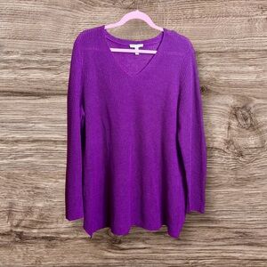 Eileen Fisher purple 100% linen tunic sweater. XL V-neck.